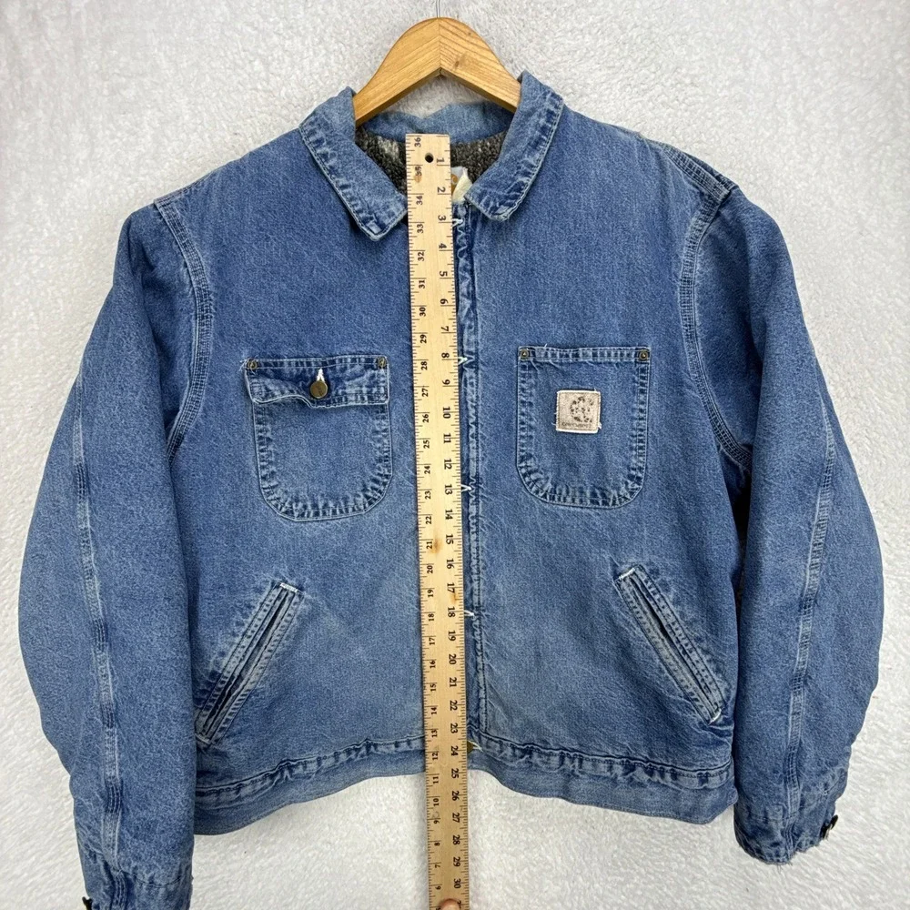 Carhartt Trucker Chore Jacket Aztec Pile Lined Mens Large JP1088 Darkstone Blue - Picture 7 of 16